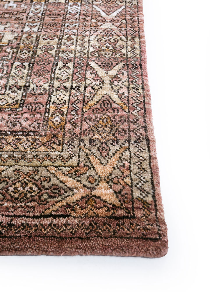 viscaya beige and brown afghan wool hand knotted Rug - Corner