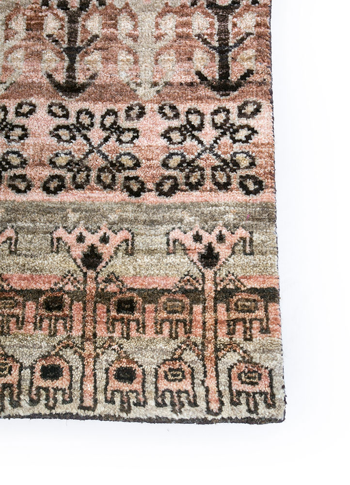 viscaya beige and brown afghan wool hand knotted Rug - Corner
