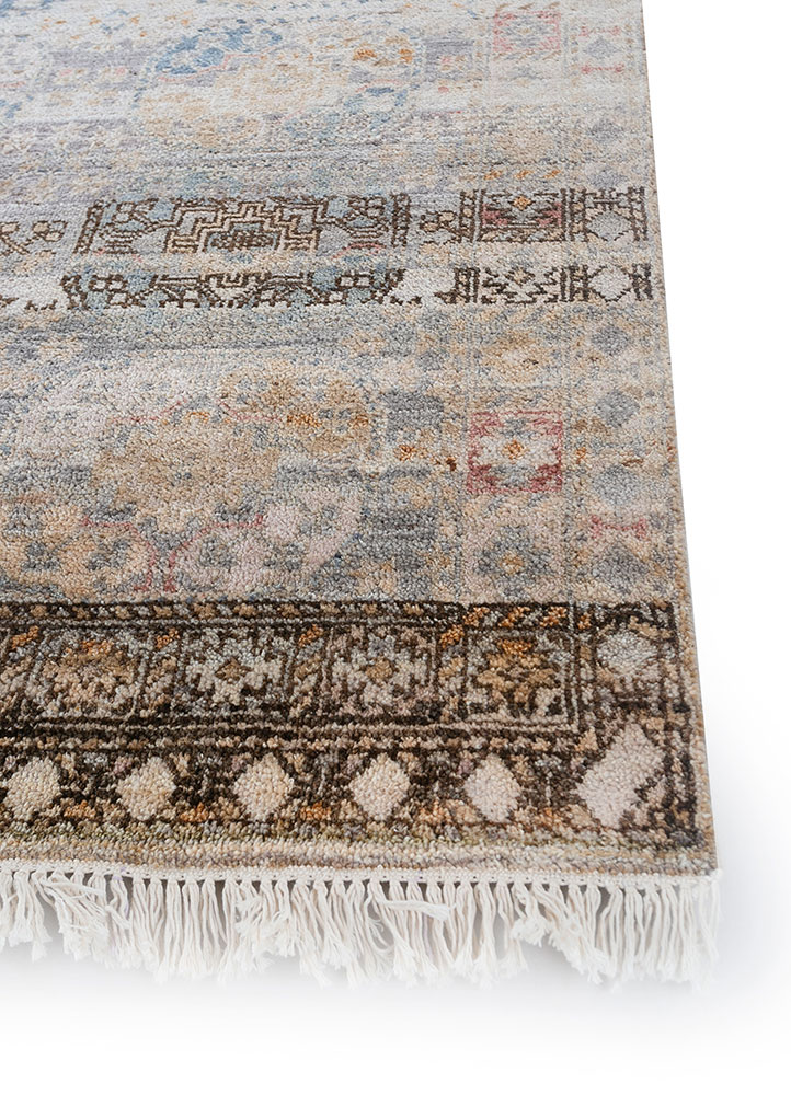 viscaya beige and brown afghan wool hand knotted Rug - Corner