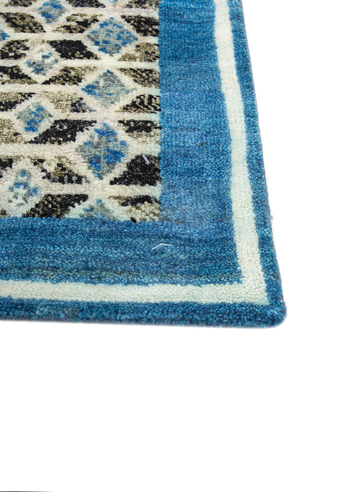 far pavilions ivory wool hand knotted Rug - Corner