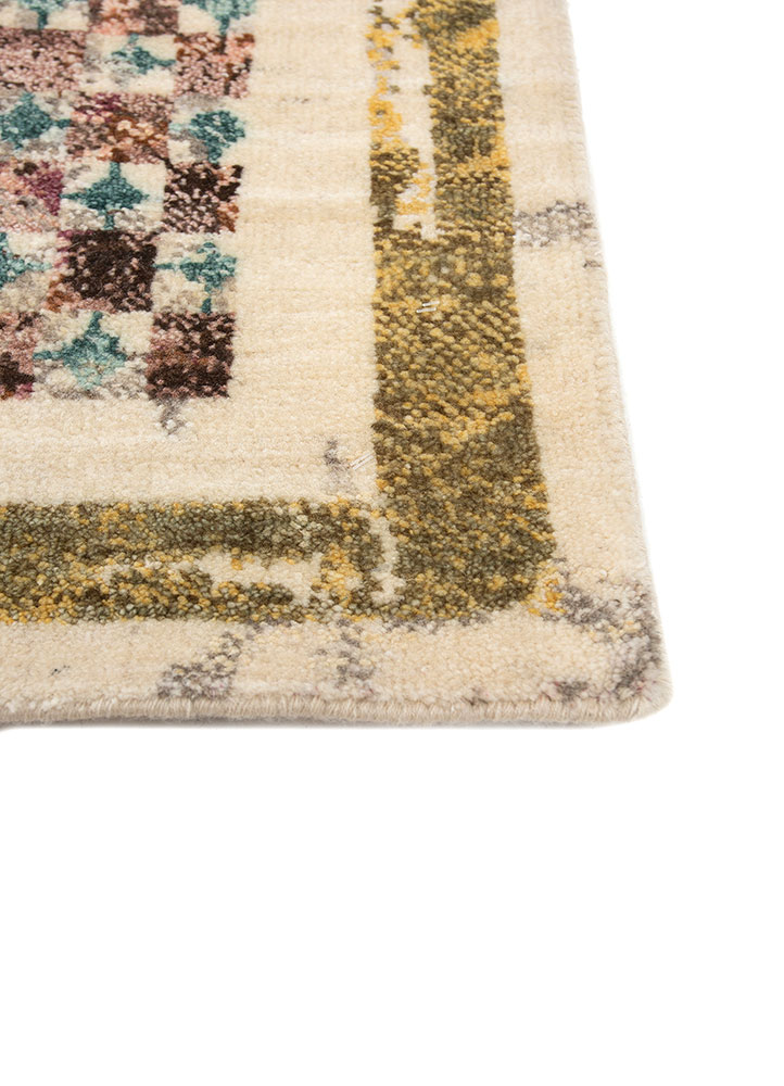 far pavilions ivory wool hand knotted Rug - Corner