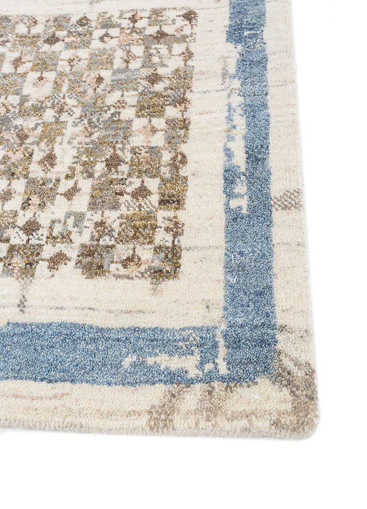 far pavilions ivory wool hand knotted Rug - Corner
