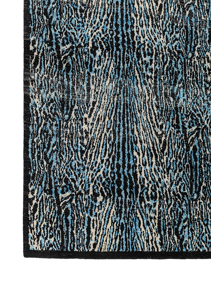 gilded age grey and black afghan wool hand knotted Rug - Corner
