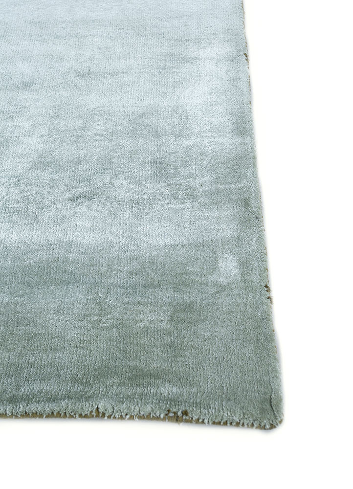 free verse by kavi green bamboo silk hand knotted Rug - Corner