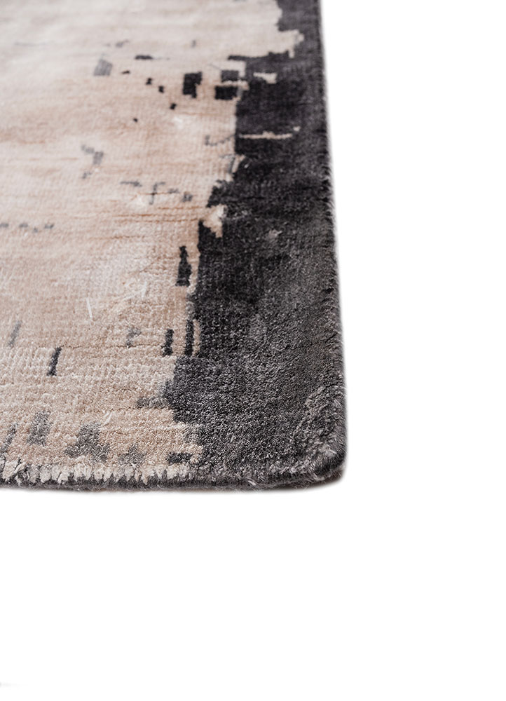 free verse by kavi ivory bamboo silk hand knotted Rug - Corner