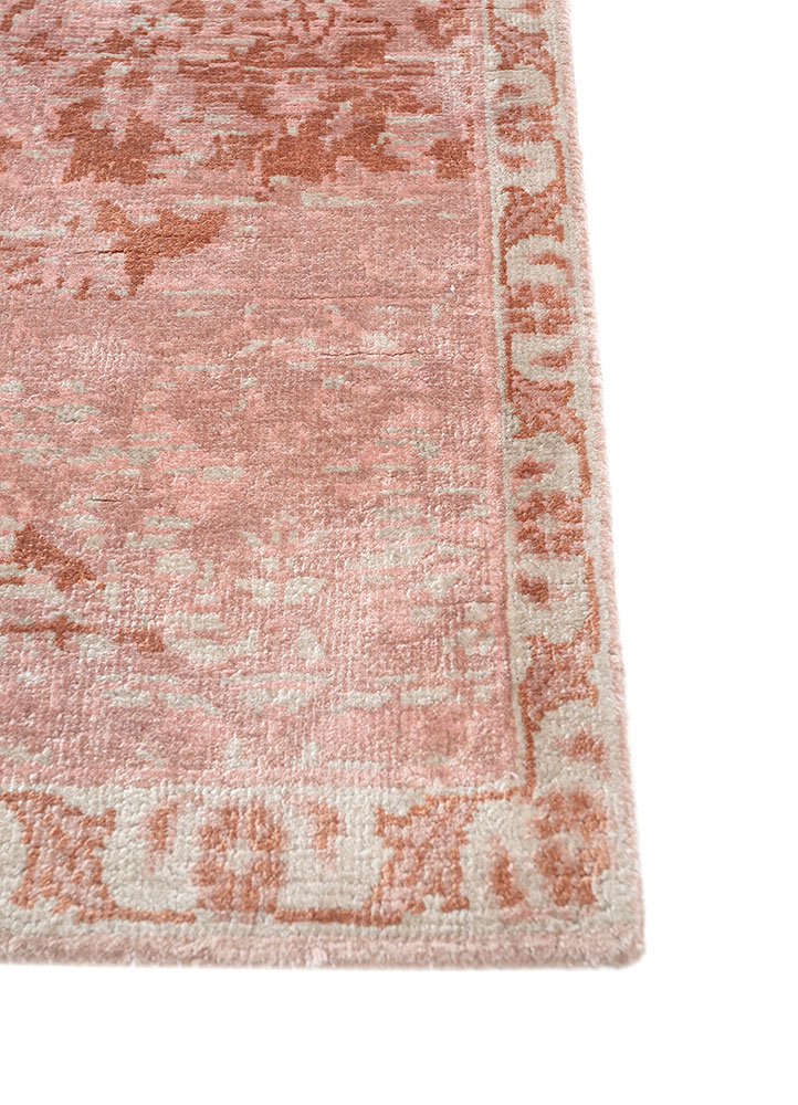 far east ivory bamboo silk hand knotted Rug - Corner