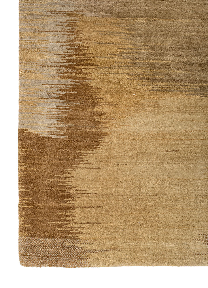 afterglow by kavi gold wool hand knotted Rug - Corner