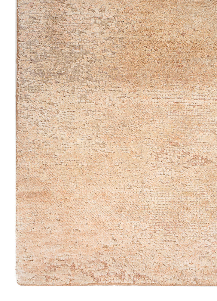 entropy red and orange wool and silk hand knotted Rug - Corner