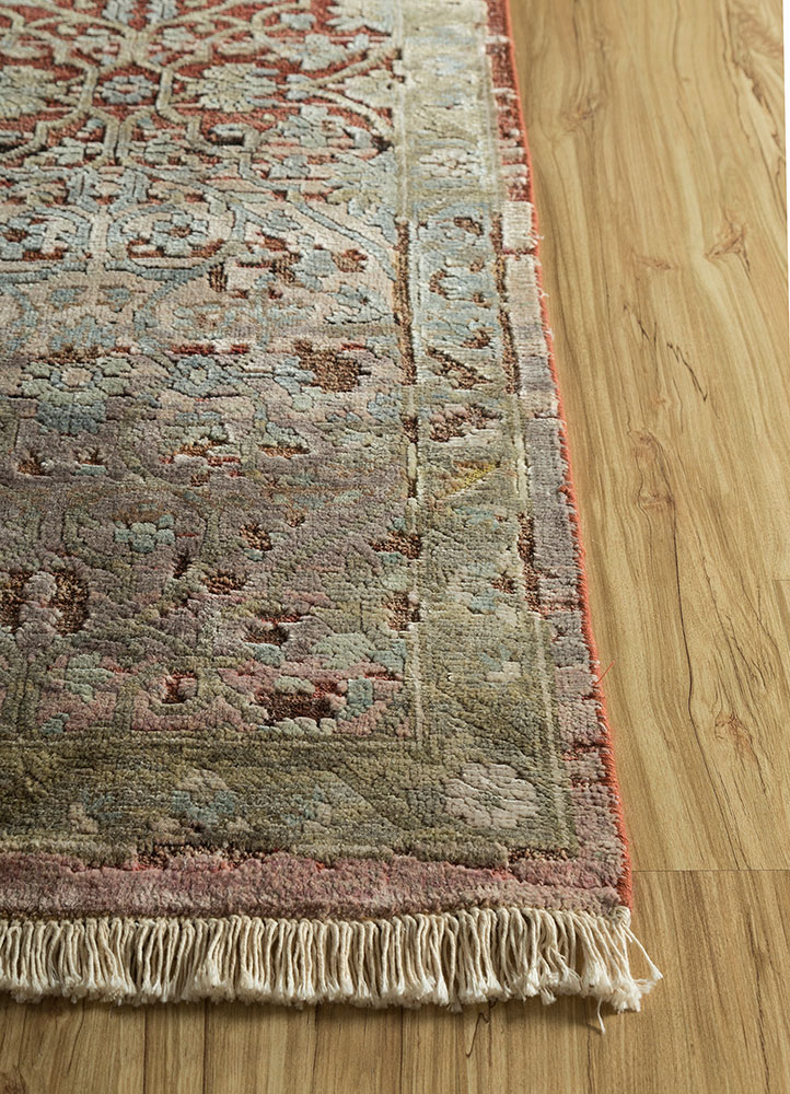viscaya beige and brown afghan wool and silk hand knotted Rug - Corner