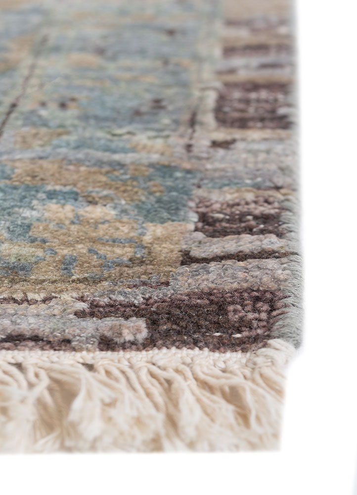 viscaya blue afghan wool and silk hand knotted Rug - Corner