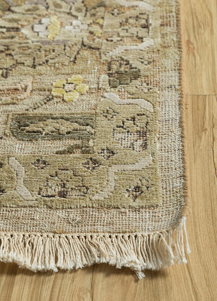 viscaya gold afghan wool and silk hand knotted Rug - Corner