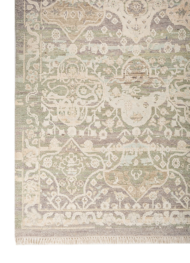 viscaya blue afghan wool and silk hand knotted Rug - Corner