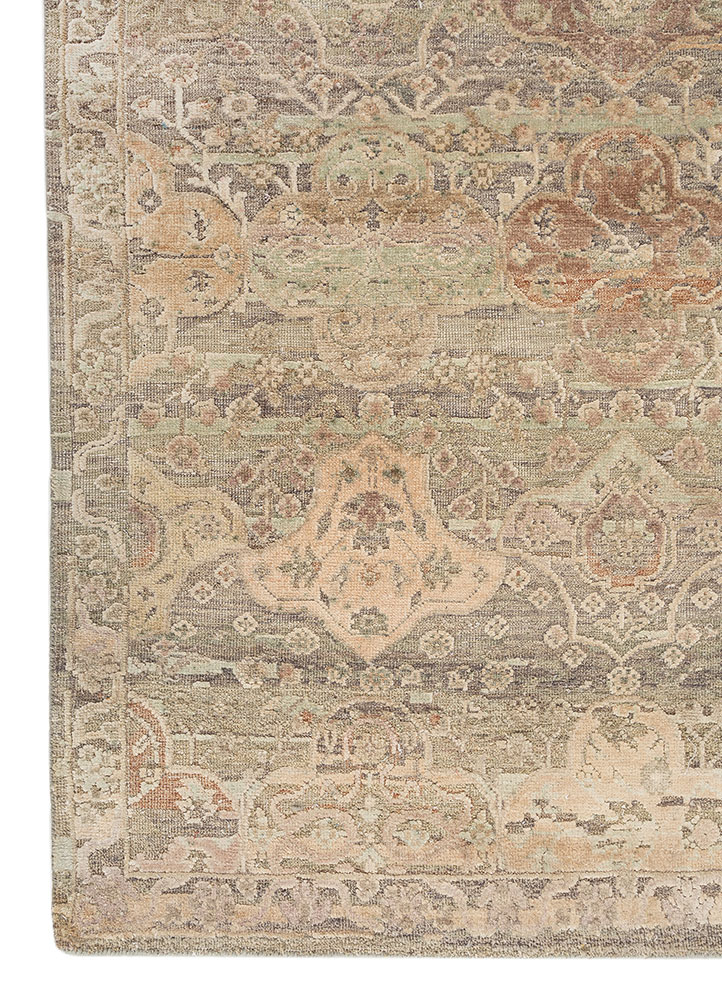 viscaya ivory wool and silk hand knotted Rug - Corner