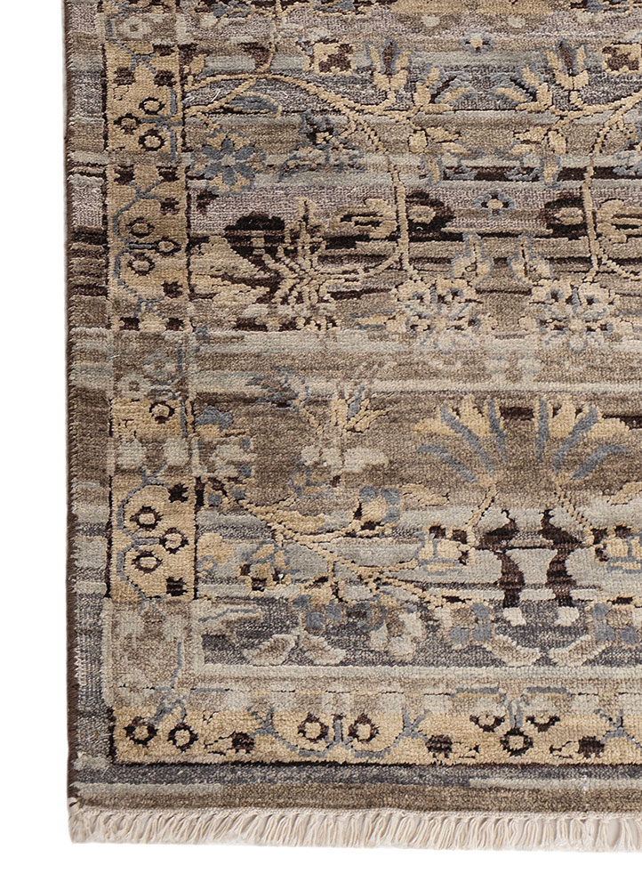 viscaya grey and black afghan wool and silk hand knotted Rug - Corner