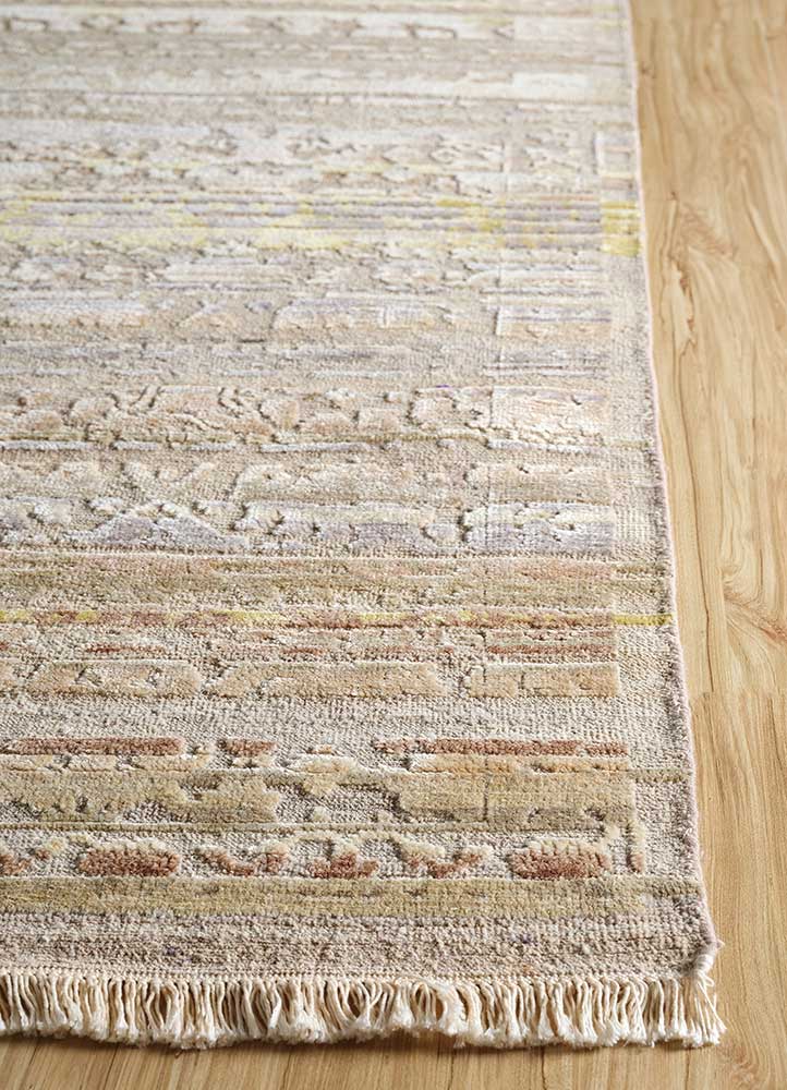 viscaya ivory afghan wool and silk hand knotted Rug - Corner