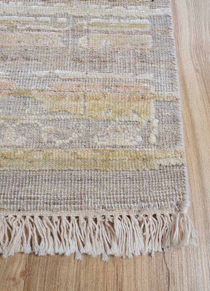viscaya ivory afghan wool and silk hand knotted Rug - Corner