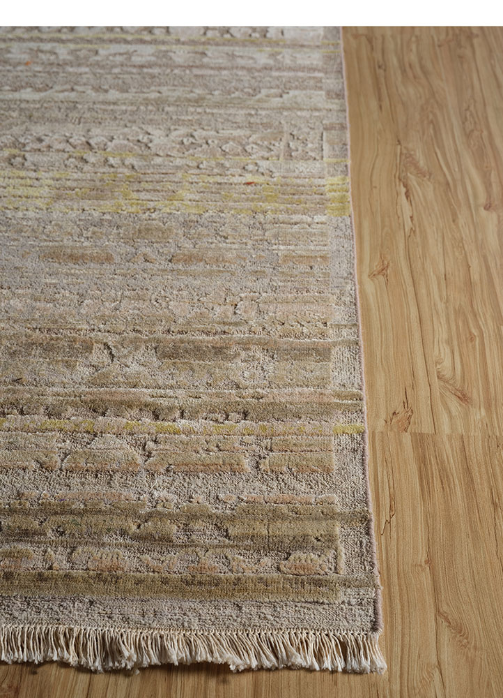 viscaya ivory afghan wool and silk hand knotted Rug - Corner