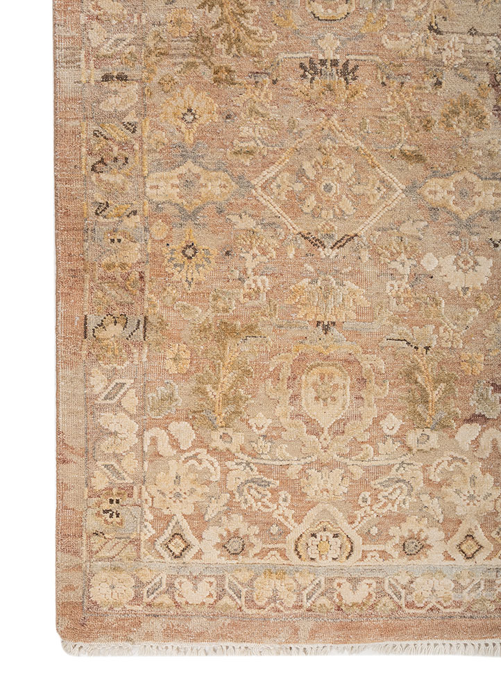 viscaya pink and purple afghan wool and silk hand knotted Rug - Corner
