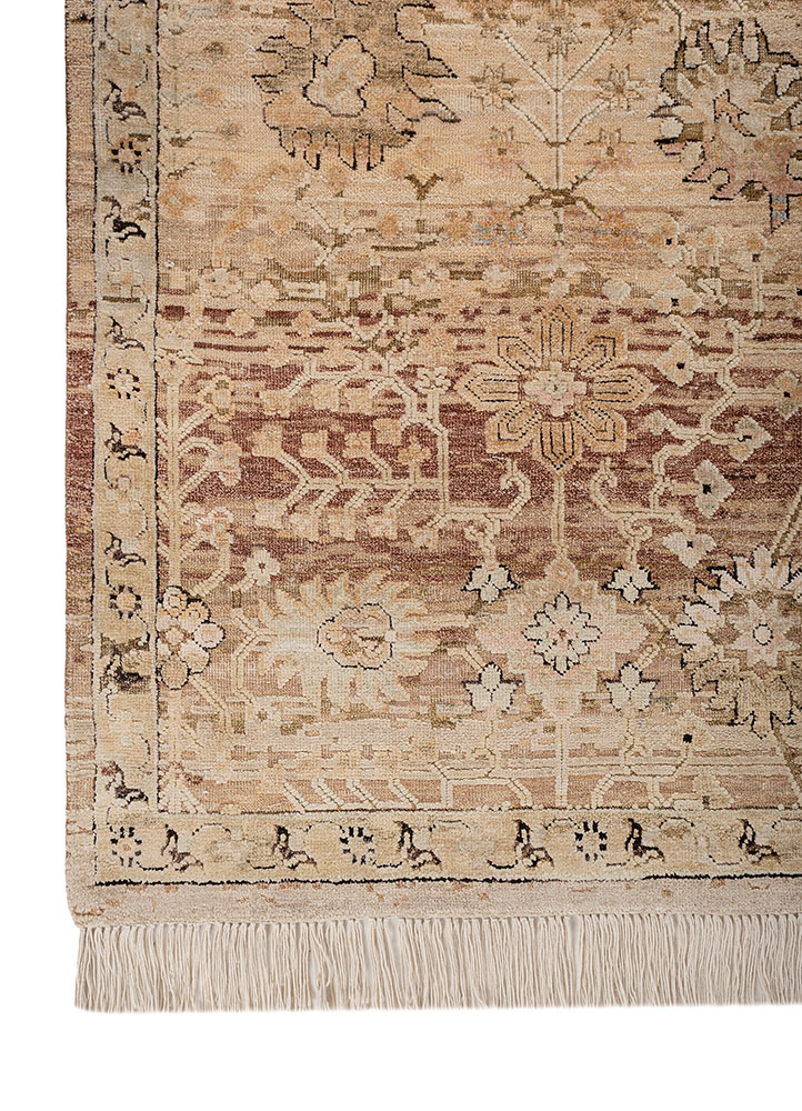 viscaya red and orange afghan wool and silk hand knotted Rug - Corner