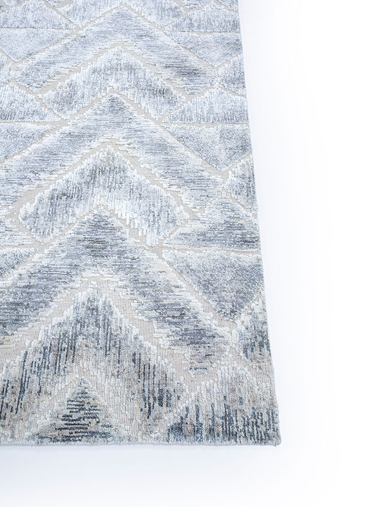 azalea ivory afghan wool and silk hand knotted Rug - Corner