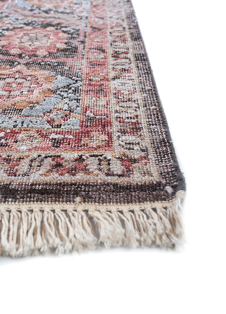 far east beige and brown afghan wool and silk hand knotted Rug - Corner