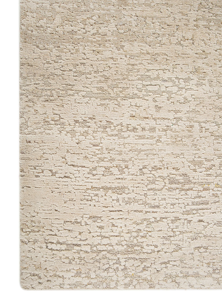 entropy beige and brown wool and silk hand knotted Rug - Corner