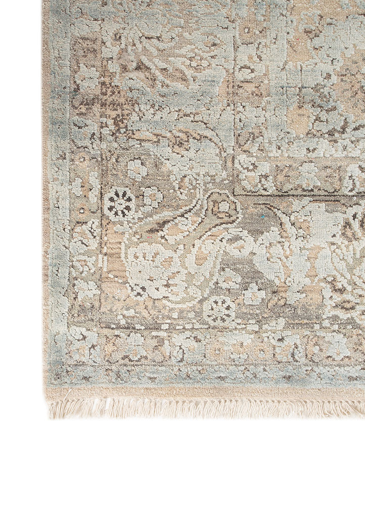 viscaya ivory wool and silk hand knotted Rug - Corner