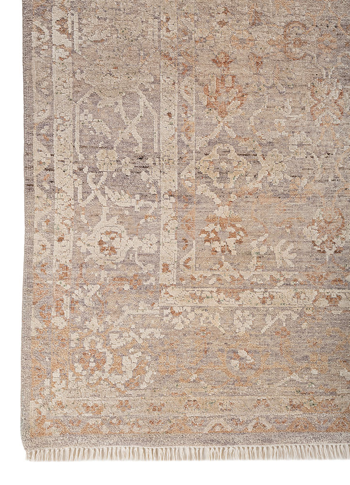 far east blue afghan wool and silk hand knotted Rug - Corner