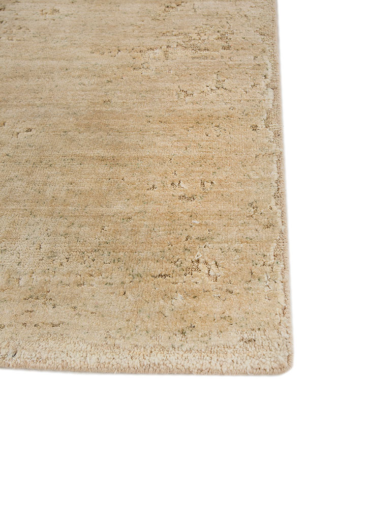entropy gold afghan wool and silk hand knotted Rug - Corner