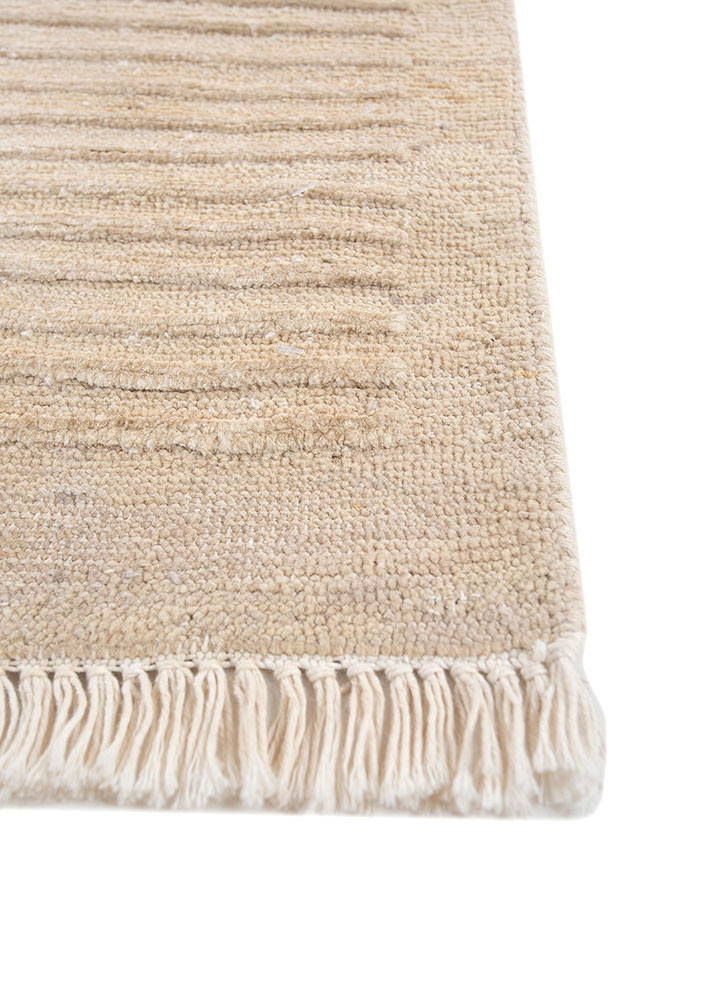azalea ivory afghan wool and silk hand knotted Rug - Corner