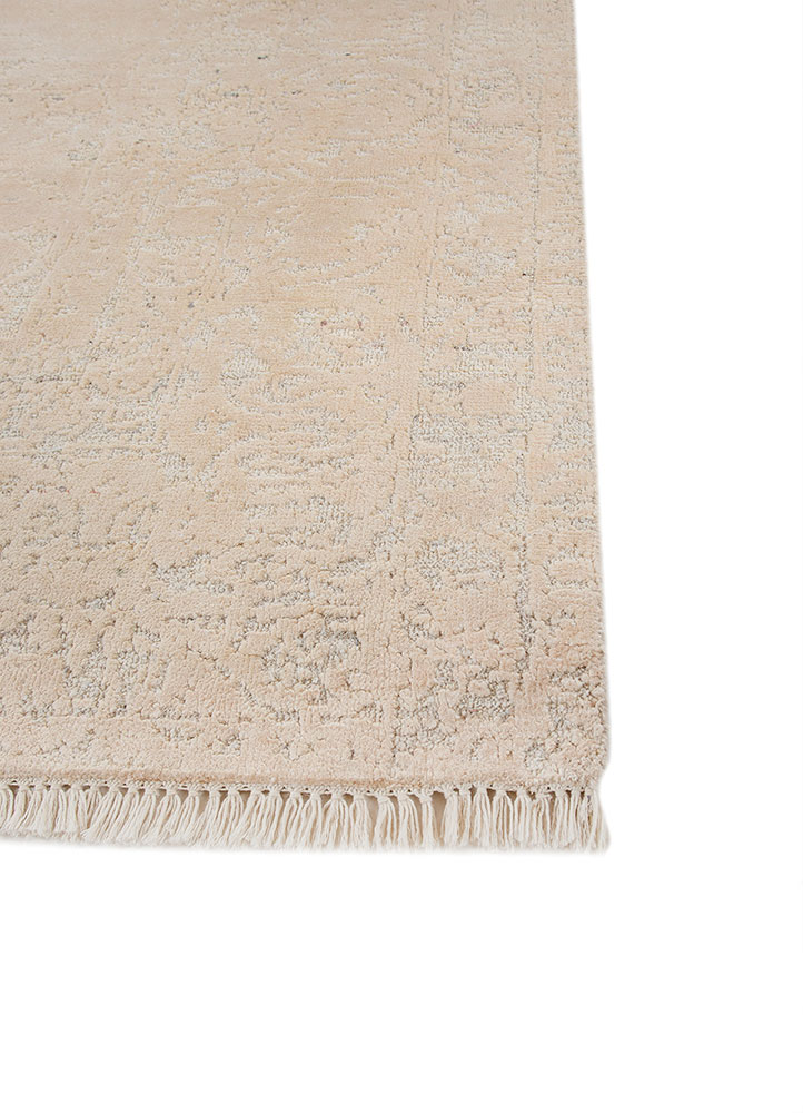 far east ivory afghan wool and silk hand knotted Rug - Corner
