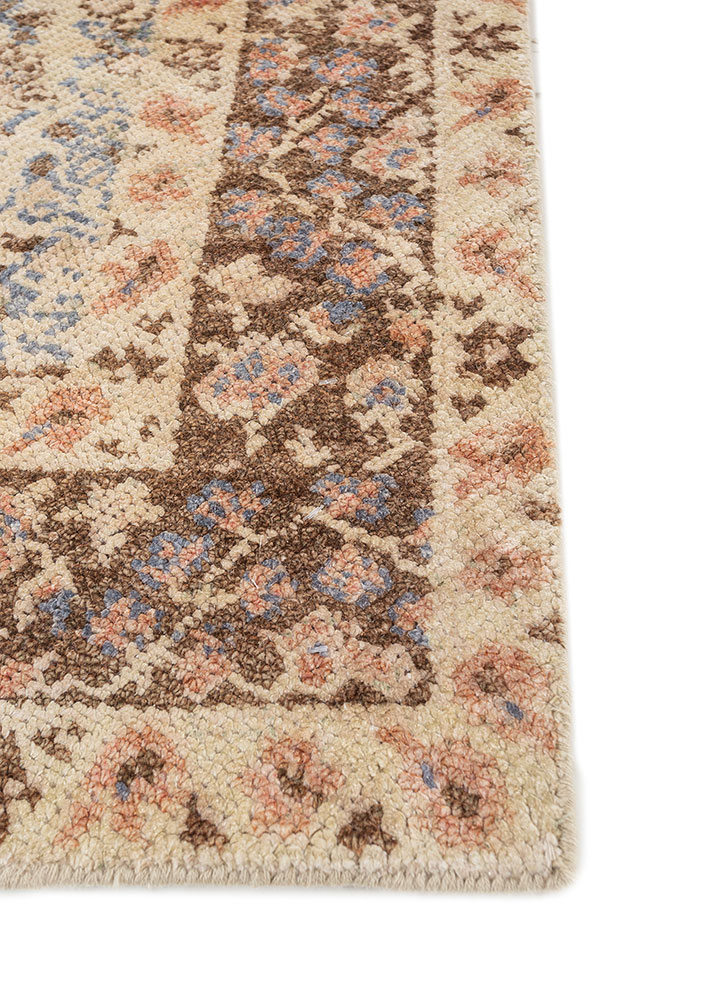 far pavilions gold wool and silk hand knotted Rug - Corner