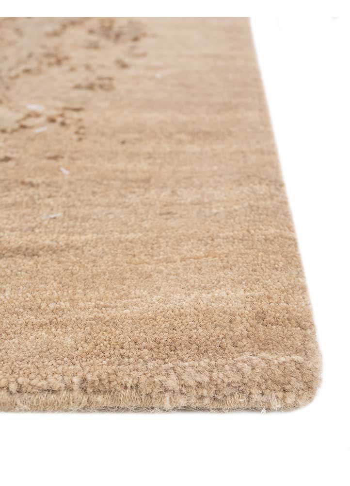 entropy beige and brown wool and bamboo silk hand knotted Rug - Corner