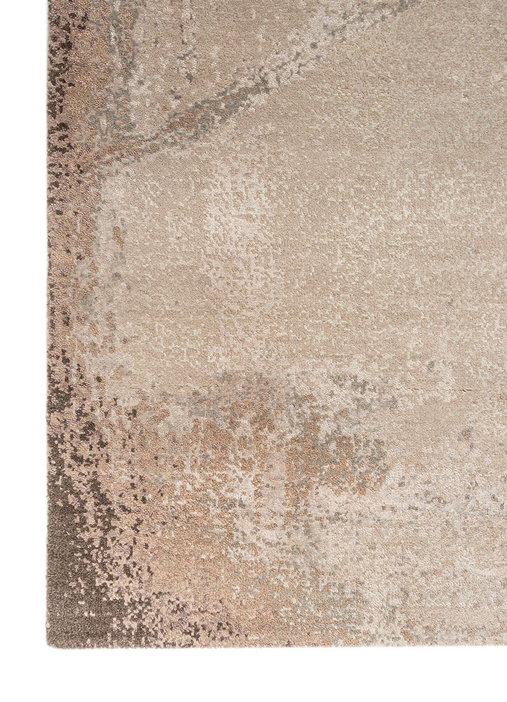 entropy ivory wool and bamboo silk hand knotted Rug - Corner