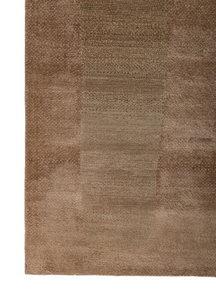 aprezo beige and brown wool and viscose hand knotted Rug - Corner