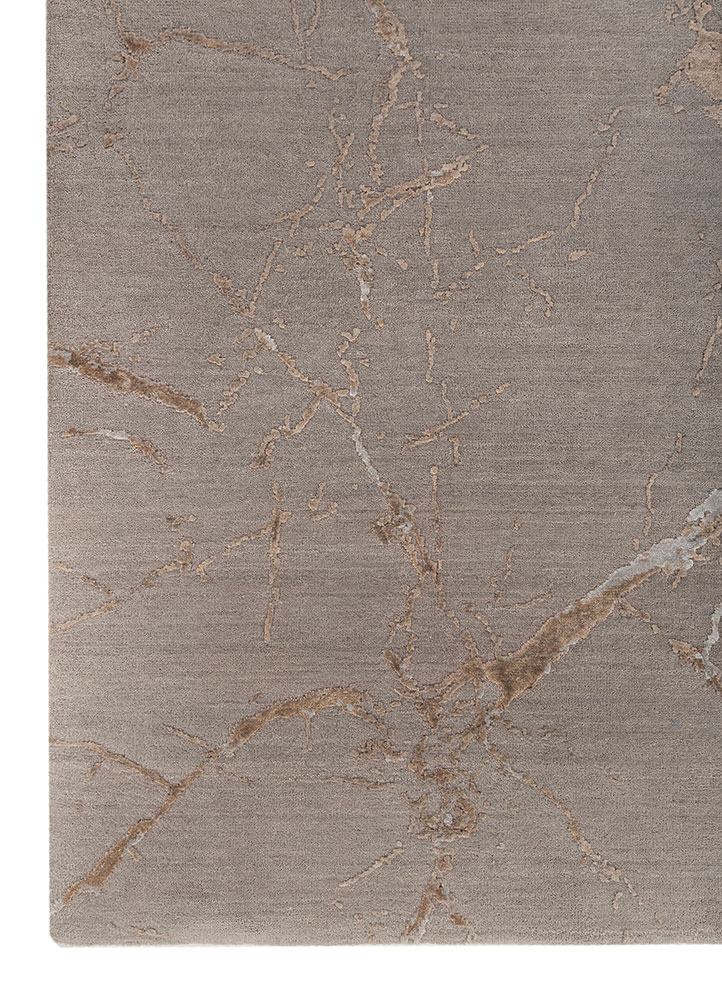 urban pause by kavi grey and black wool and bamboo silk hand knotted Rug - Corner