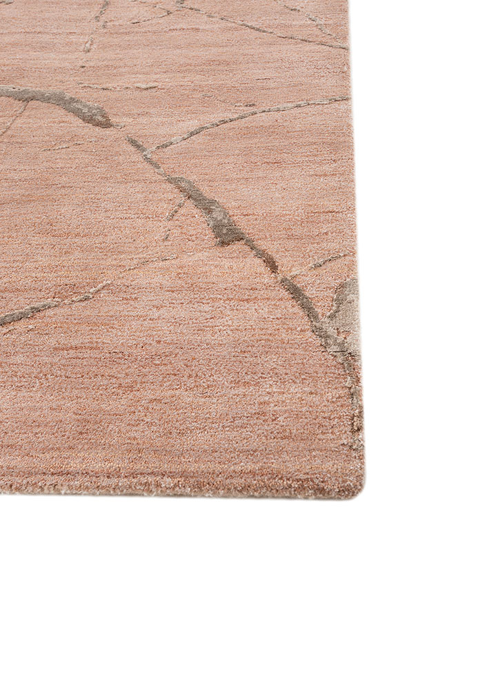 urban pause by kavi red and orange wool and bamboo silk hand knotted Rug - Corner