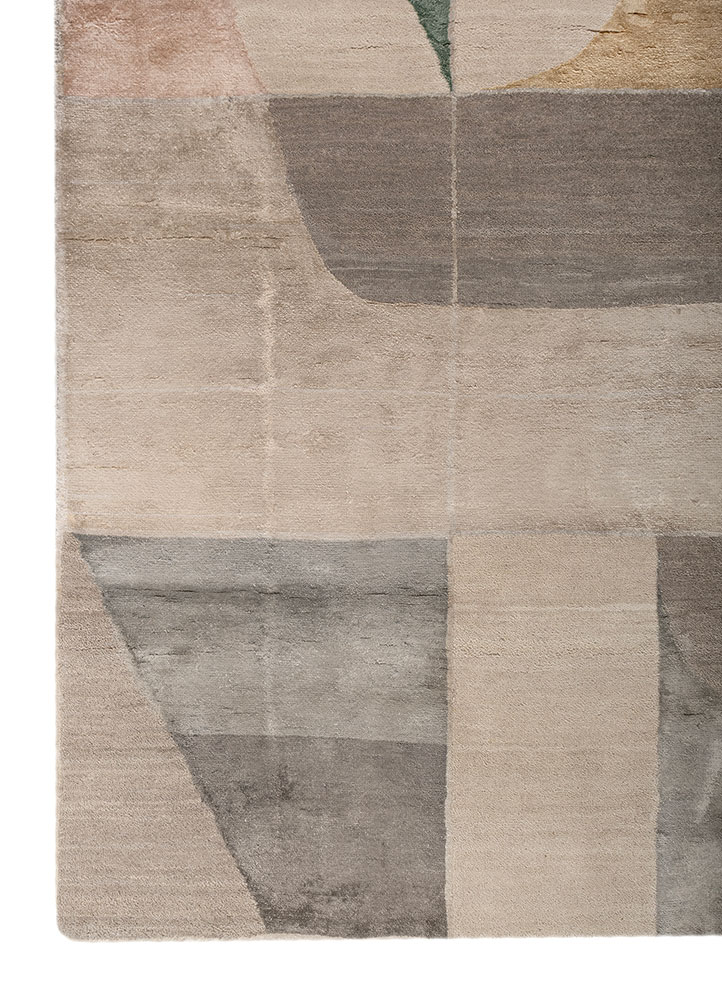 aprezo grey and black wool and bamboo silk hand knotted Rug - Corner