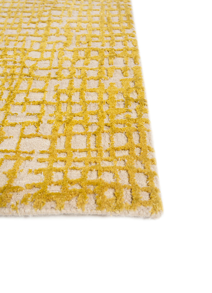 project error by kavi gold wool and bamboo silk hand knotted Rug - Corner