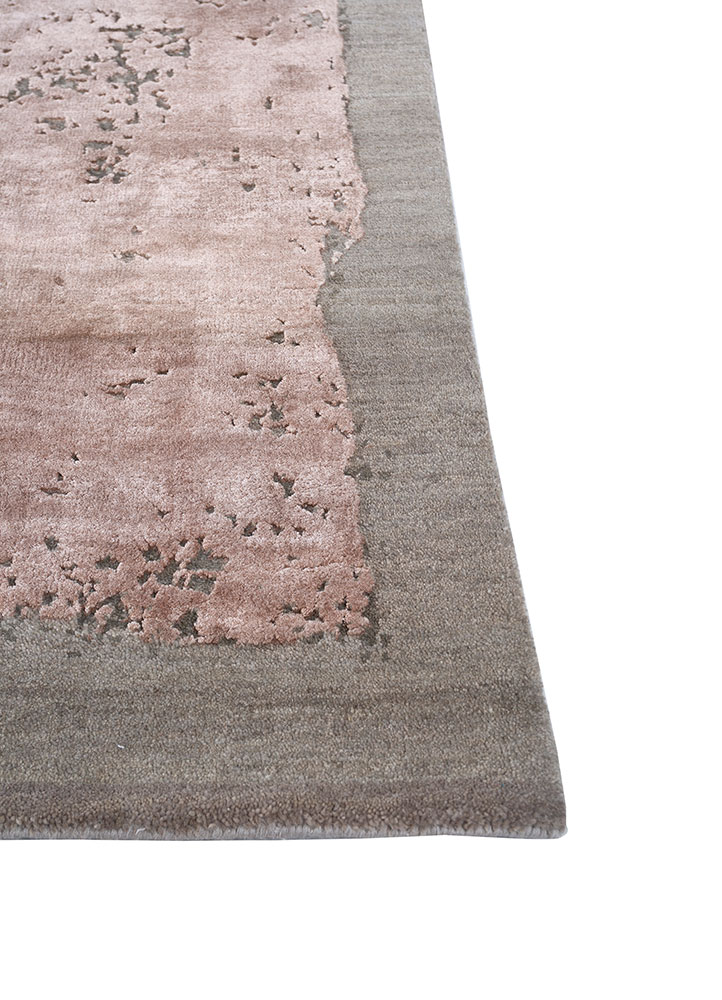chaos theory by kavi beige and brown wool and bamboo silk hand knotted Rug - Corner