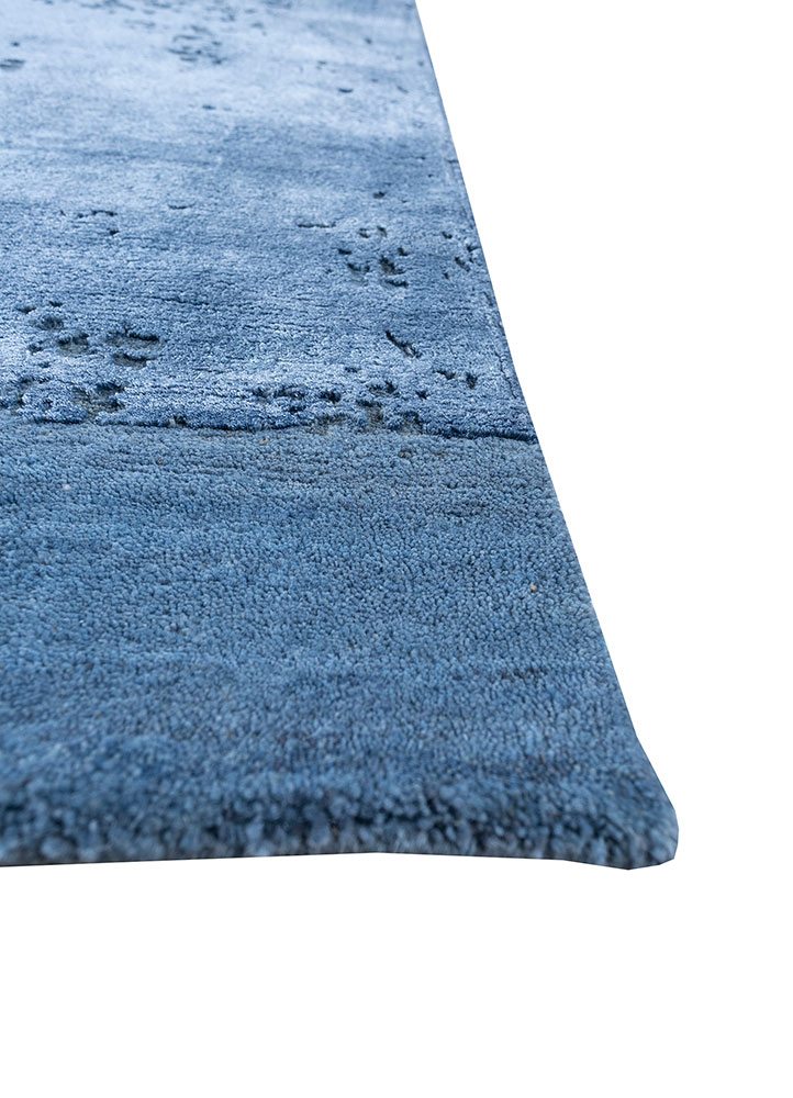 chaos theory by kavi blue wool and bamboo silk hand knotted Rug - Corner
