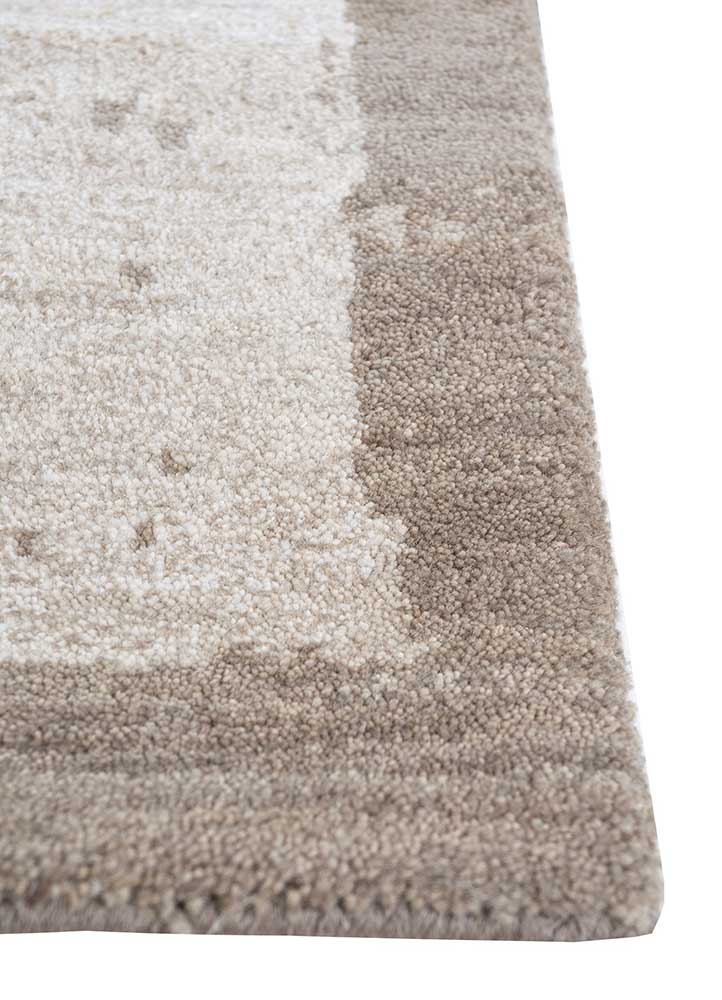 unfold by kavi ivory wool and bamboo silk hand knotted Rug - Corner