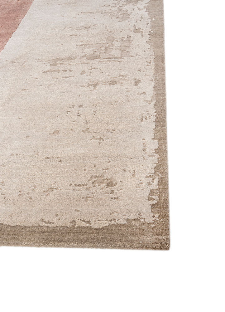 unfold by kavi ivory wool and bamboo silk hand knotted Rug - Corner