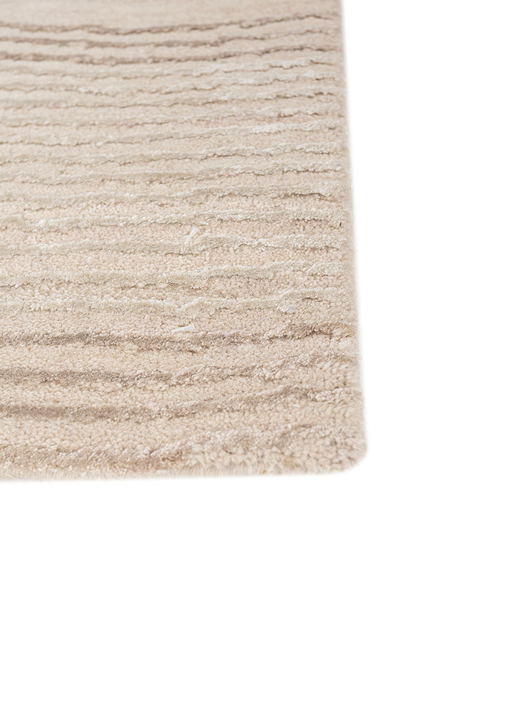 azalea ivory wool and bamboo silk hand knotted Rug - Corner