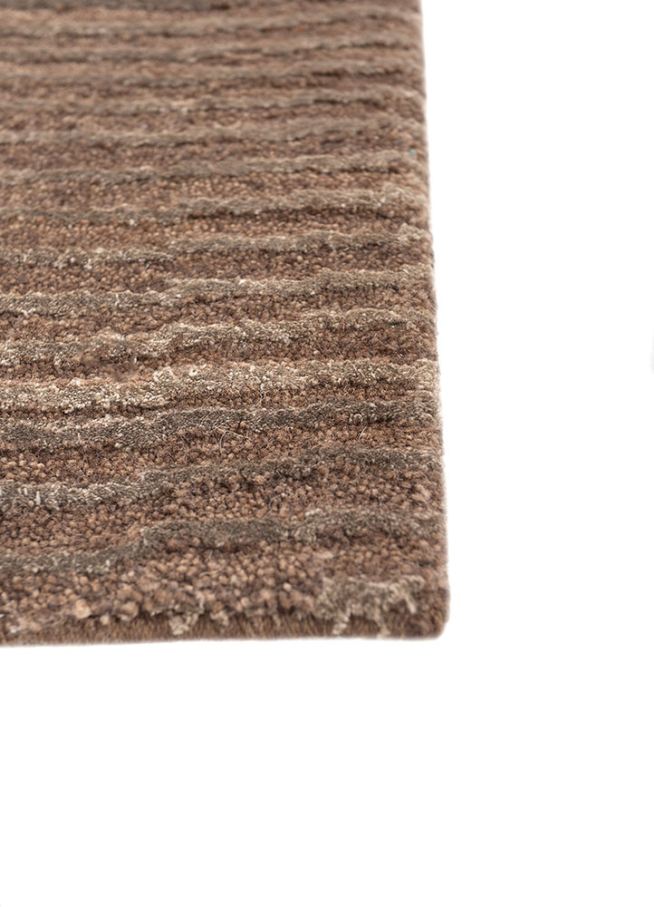 azalea beige and brown wool and bamboo silk hand knotted Rug - Corner