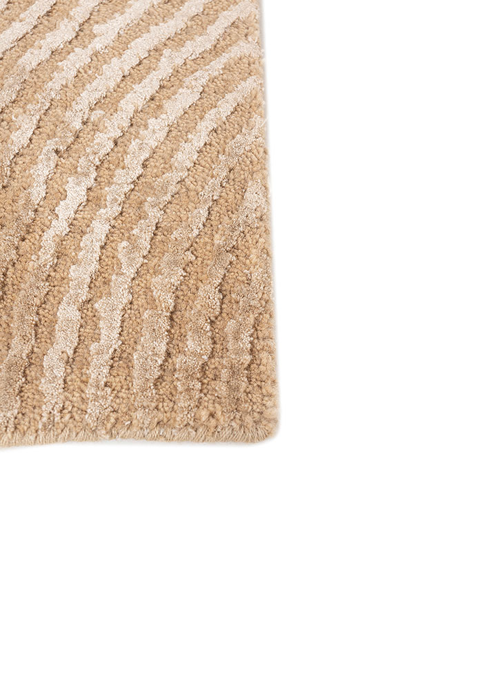 azalea beige and brown wool and bamboo silk hand knotted Rug - Corner