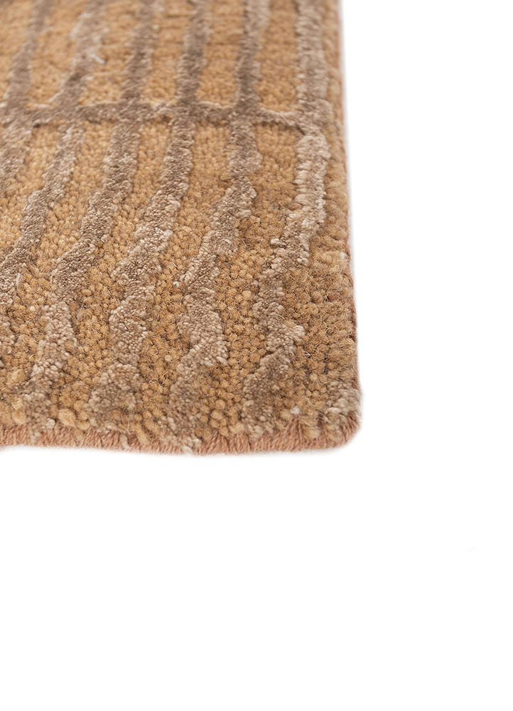 azalea beige and brown wool and bamboo silk hand knotted Rug - Corner