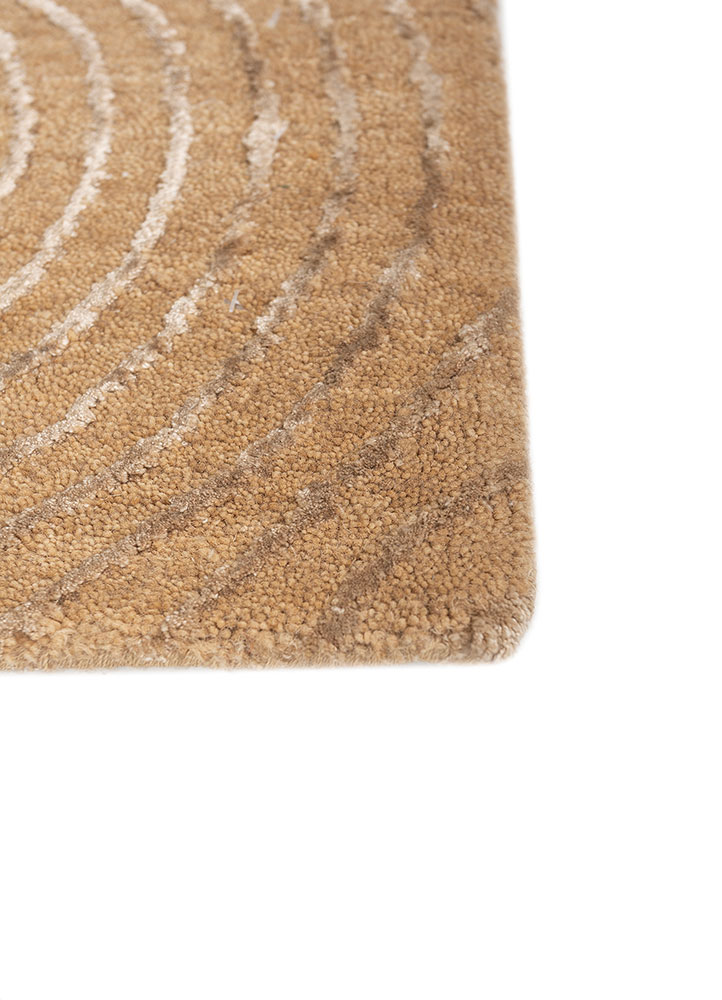 azalea beige and brown wool and bamboo silk hand knotted Rug - Corner
