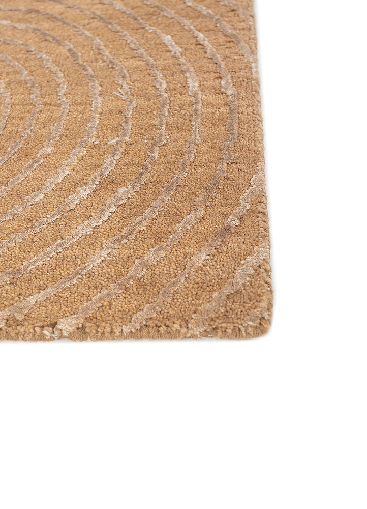 azalea beige and brown wool and bamboo silk hand knotted Rug - Corner