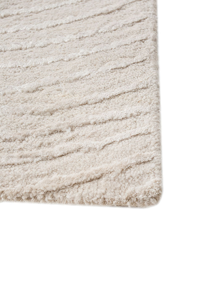 azalea ivory wool and bamboo silk hand knotted Rug - Corner